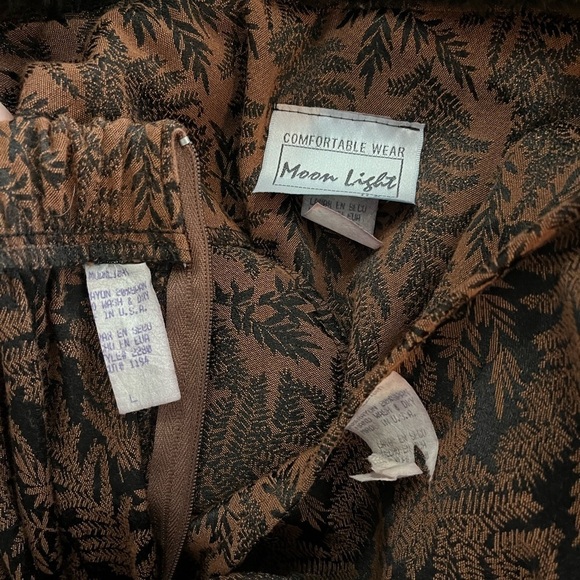 Moon Light USA Vintage 3 Piece Set Bohemian Fern Print Faux Fur Robe Top Skirt - Picture 14 of 16